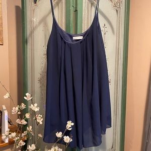 Navy Pleated Chiffon Layered Cami Tank sz 2XL